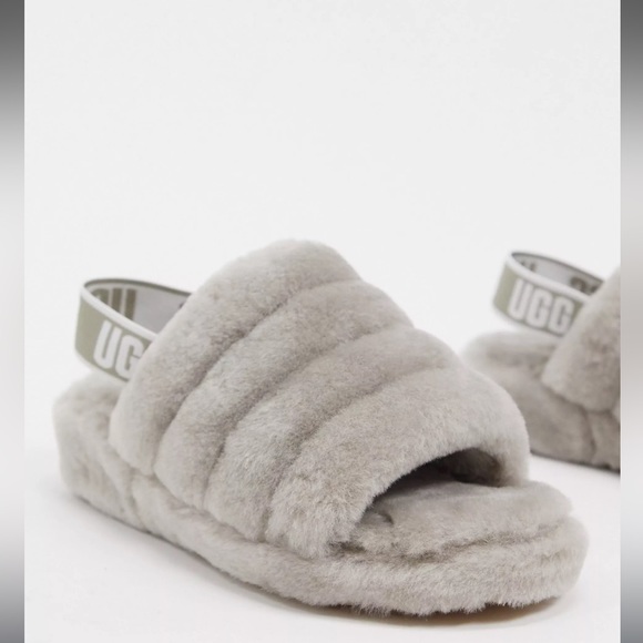 UGG Fluff Yeah slide slippers in grey goat size 9 - Picture 4 of 4